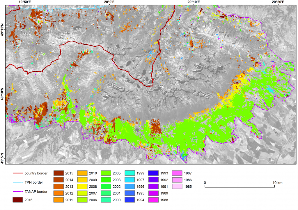 Forest disturbance map in Tatra Mountains (A. Ochtyra et al., 2020)